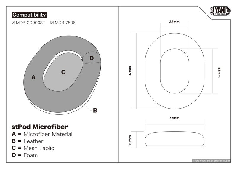 YAXI stPad Microfiber Earpads for Sony MDR7506 (Microfiber) - Image 5